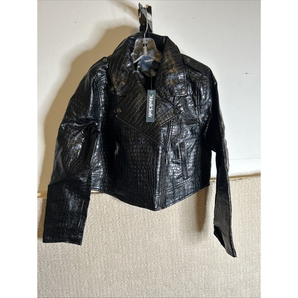Motown Jackets & Blazers - NEW ModCloth Crocodile Rock 1980's Punk Faux Leather Moto Jacket Medium